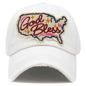 Ladies White God Bless Female Baseball Hat Ball Cap